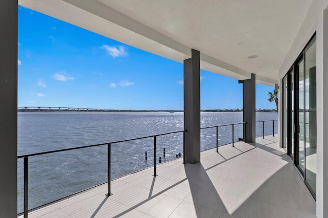 balcony with a water view