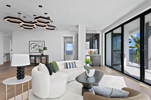 living room featuring light hardwood / wood-style floors