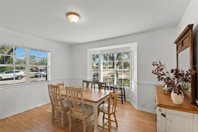 dining area with light wood-type flooring