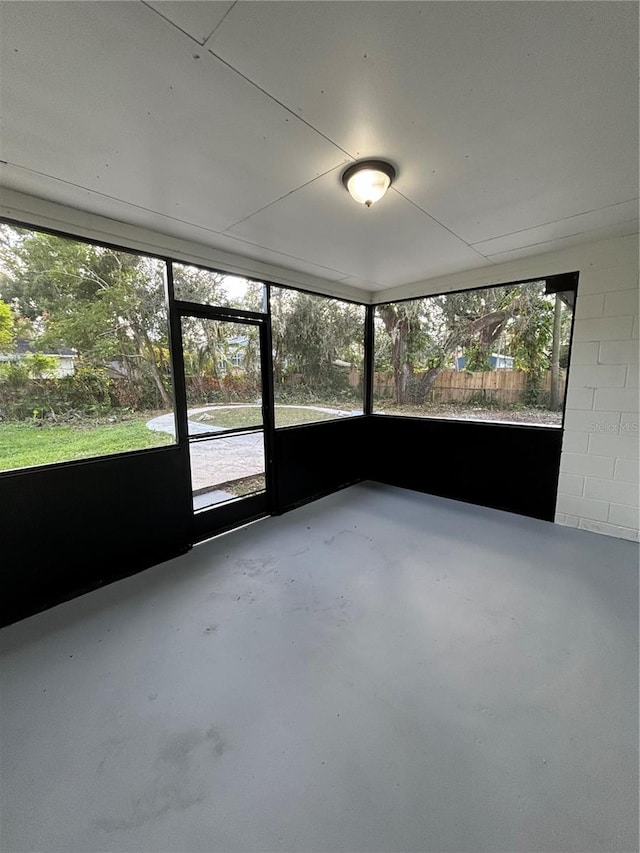 view of unfurnished sunroom