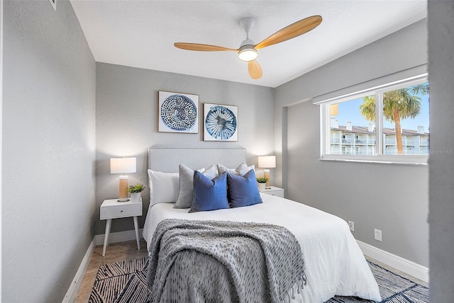 bedroom featuring ceiling fan