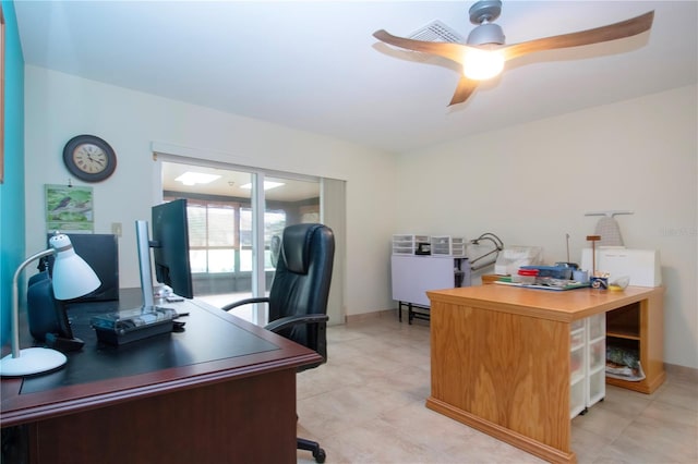 office featuring ceiling fan