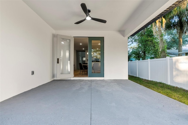 view of patio / terrace featuring ceiling fan