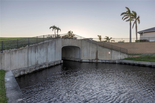 dock area featuring a water view