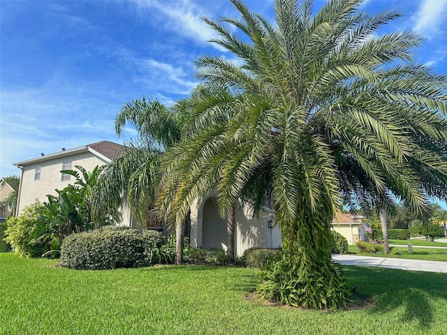 view of property exterior with a yard