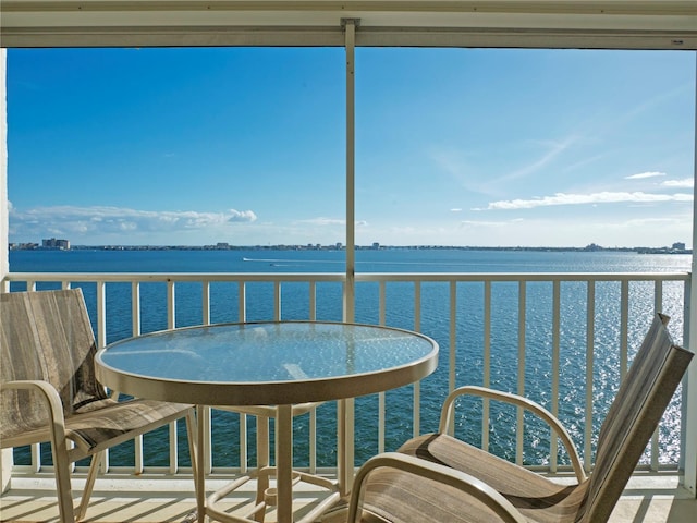 balcony with a water view