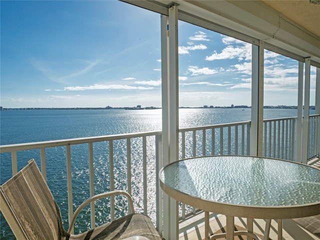 balcony with a water view