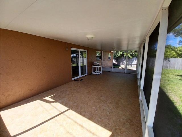 view of unfurnished sunroom