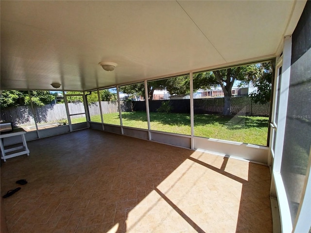 view of unfurnished sunroom