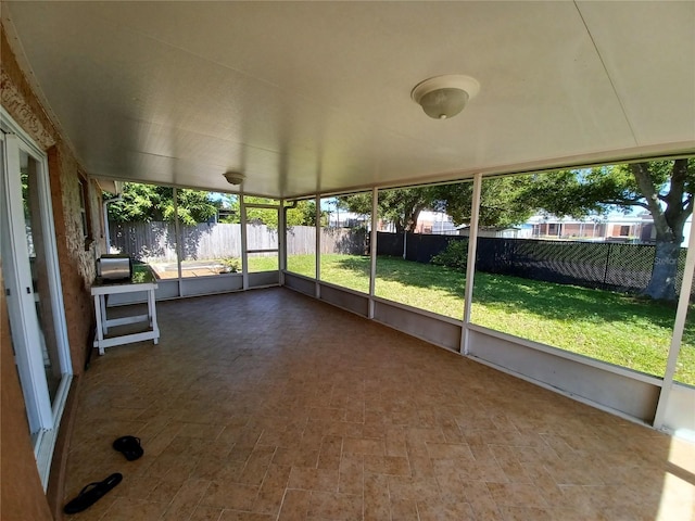 view of unfurnished sunroom