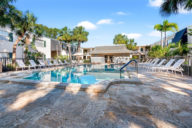 view of pool featuring a patio