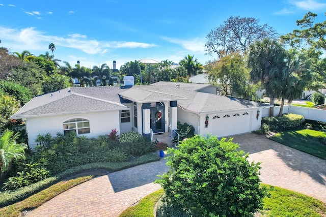 view of front of house with a garage