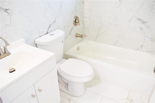 full bathroom with vanity, toilet, and  shower combination