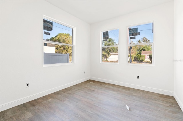 spare room featuring wood-type flooring