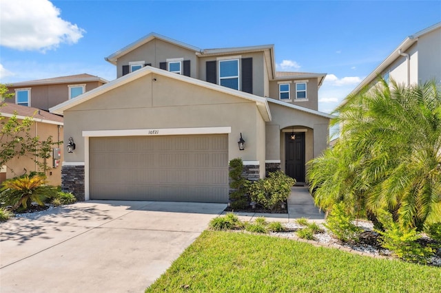 view of front of property with a garage