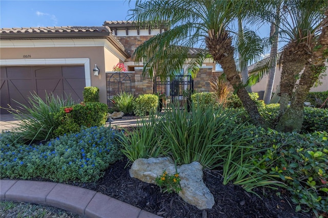 exterior space with a garage