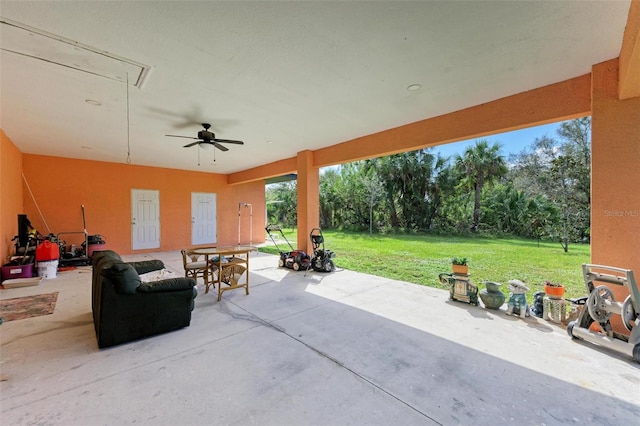 view of patio with ceiling fan