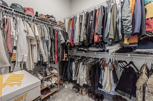 spacious closet with carpet floors