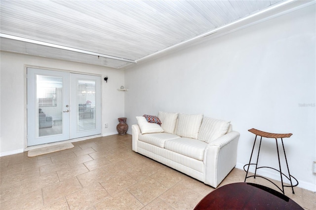 living room with french doors