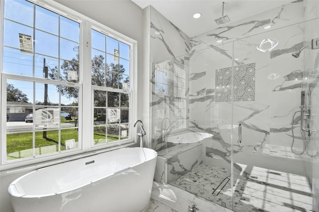 bathroom with independent shower and bath