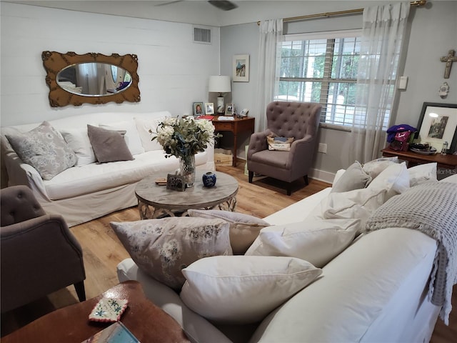 living room featuring hardwood / wood-style floors