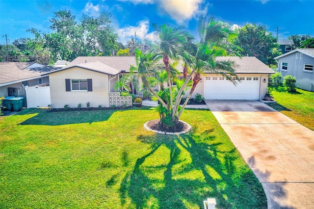 view of front of house featuring a garage and a front yard