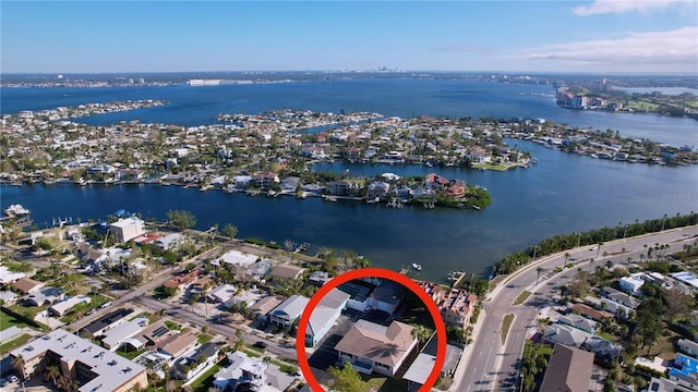 3505 Casablanca Ave, St Pete Beach, FL 33706 - aerial view of property's location featuring a large body of water and nearby suburban area