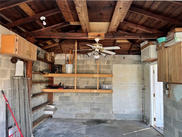 storage room featuring a ceiling fan