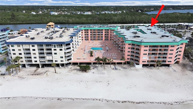 bird's eye view featuring a water view