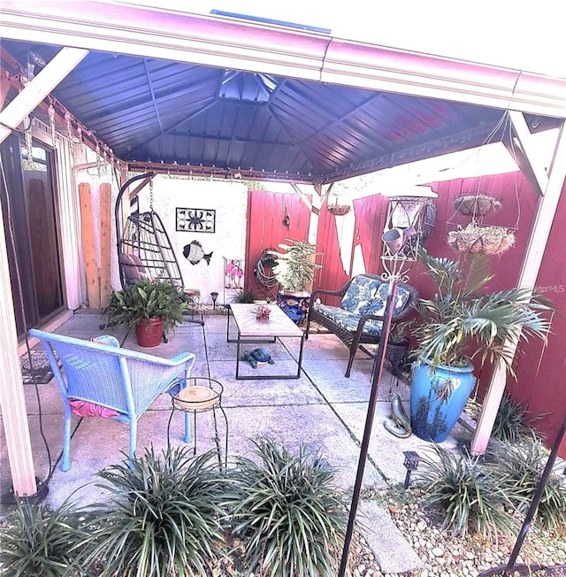 view of patio featuring a gazebo