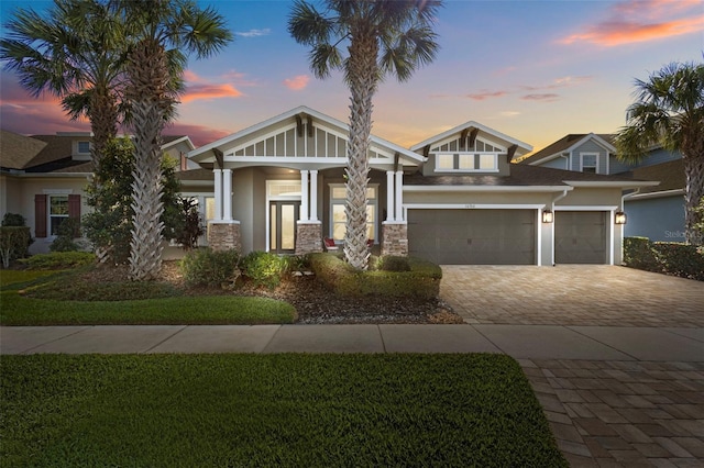 view of front of house with a garage