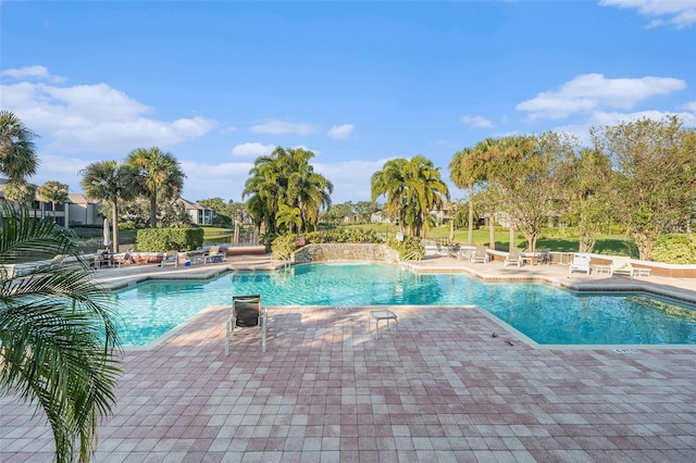 pool with a patio