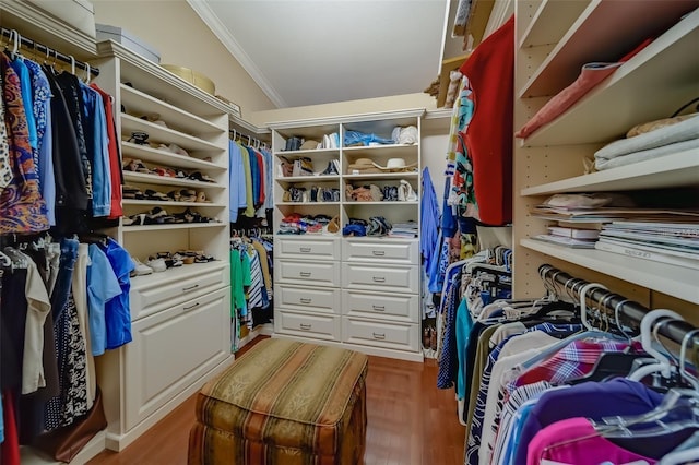 spacious closet featuring hardwood / wood-style floors