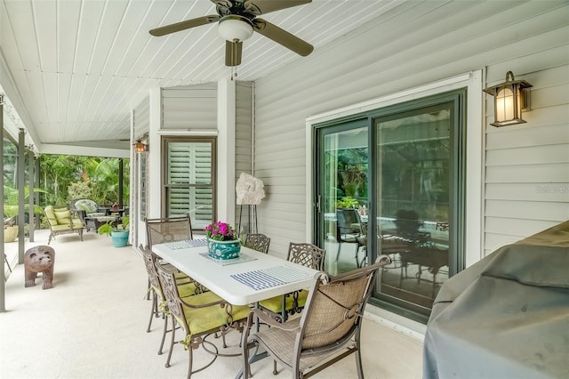 view of patio featuring grilling area and ceiling fan