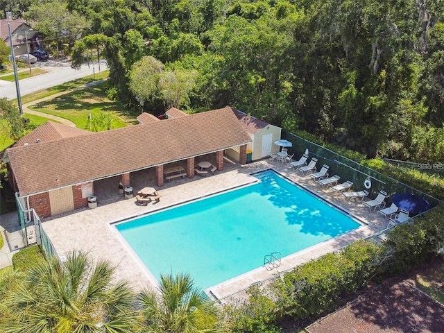 view of pool featuring a patio area