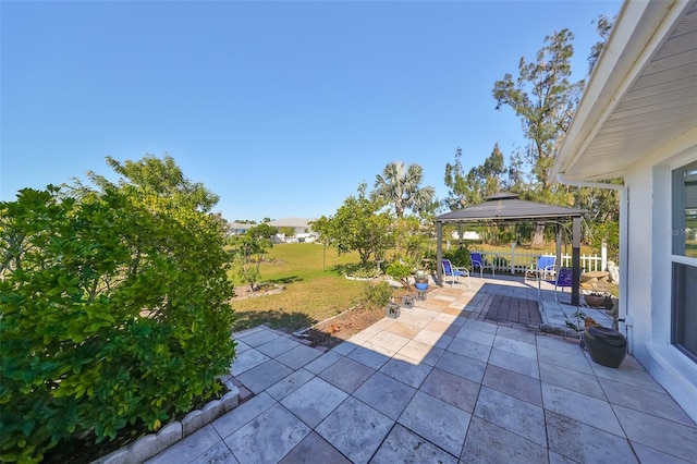 view of patio featuring a gazebo