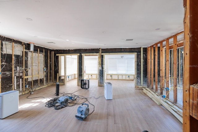 misc room with light hardwood / wood-style flooring