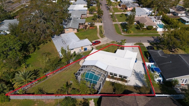13632 Imperial Groves Dr S, Largo, FL 33774 - aerial perspective of suburban area with property boundaries highlighted and a pool area