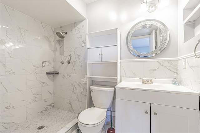 1900 68th St N Unit 301, Saint Petersburg, FL 33710 - bathroom with tiled shower, toilet, and vanity