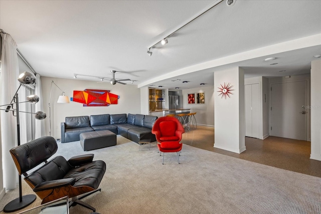 living room with ceiling fan