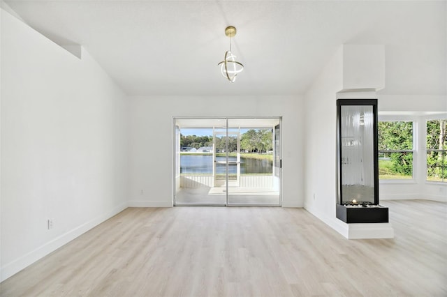 empty room with light hardwood / wood-style flooring and plenty of natural light