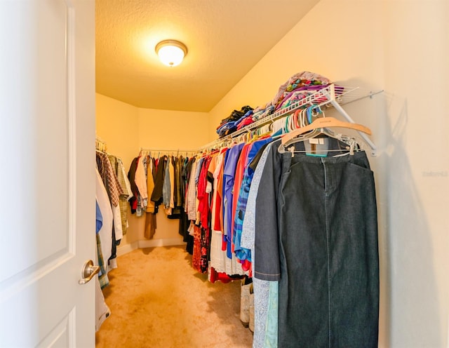 walk in closet with carpet