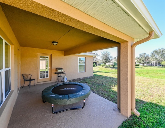 view of patio / terrace featuring a trampoline