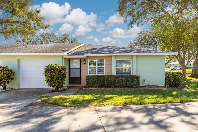 single story home with a garage