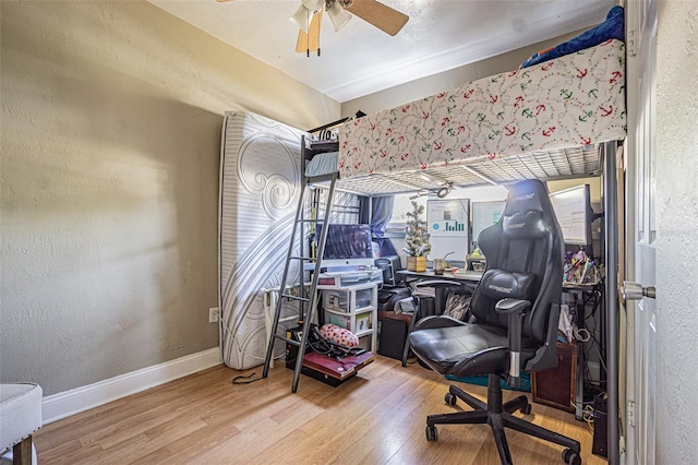 9696 Groveland St, Seminole, FL 33772 - home office featuring wood-type flooring and ceiling fan