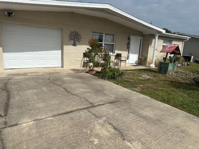 exterior space with a garage