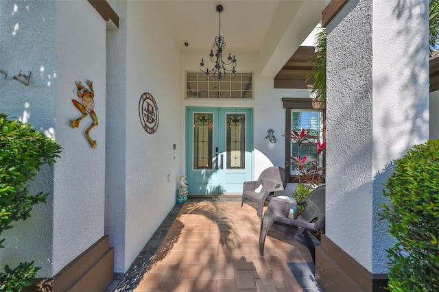 property entrance with french doors