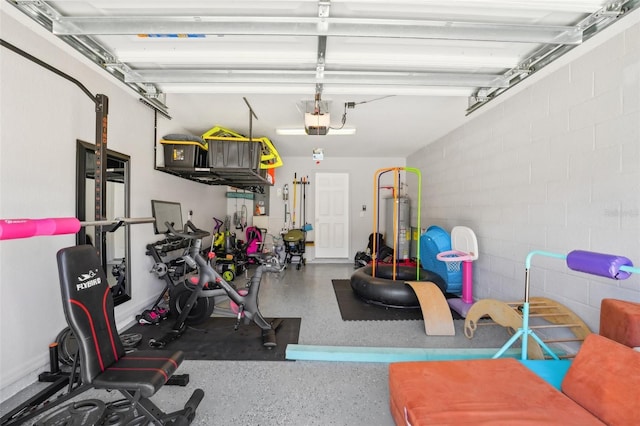 workout room with water heater