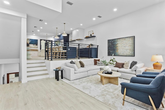 living room featuring light hardwood / wood-style floors