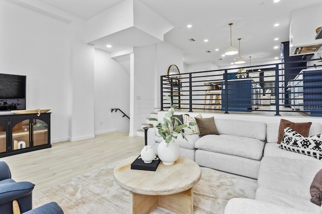 living room featuring light hardwood / wood-style floors